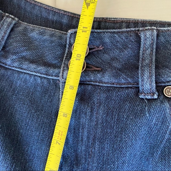High Rise Jeans Sz 8 Short Dark Wash Stretch Comfy Denim 2 Buttons Straight Cut - Picture 4 of 6
